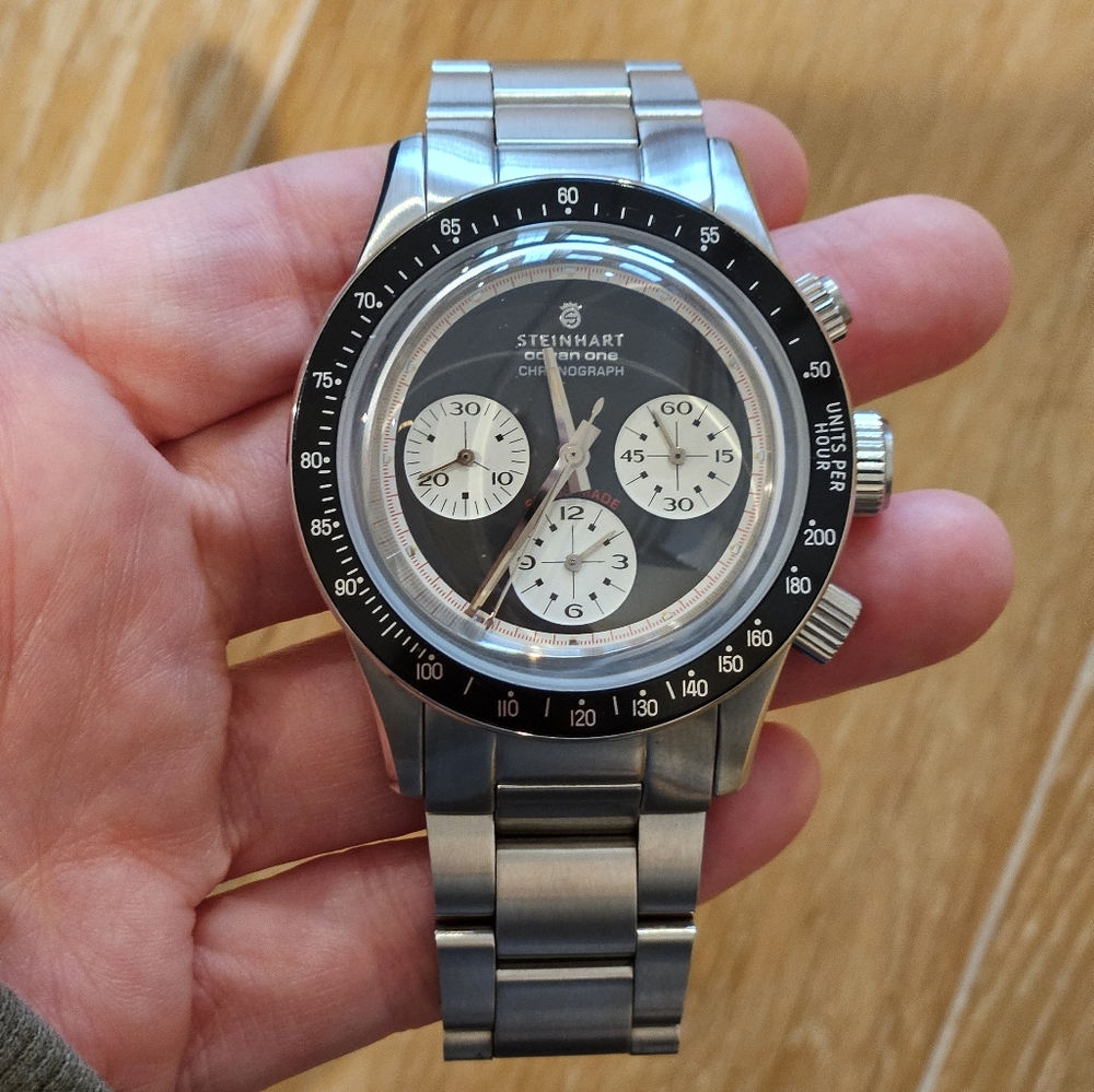 Steinhart Silver and Black Chronograph Watch